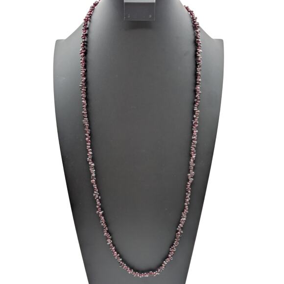 Gorgeous Vintage Tested Rhodolite Garnet Chip Bead Strand 34" Necklace - Picture 1 of 6
